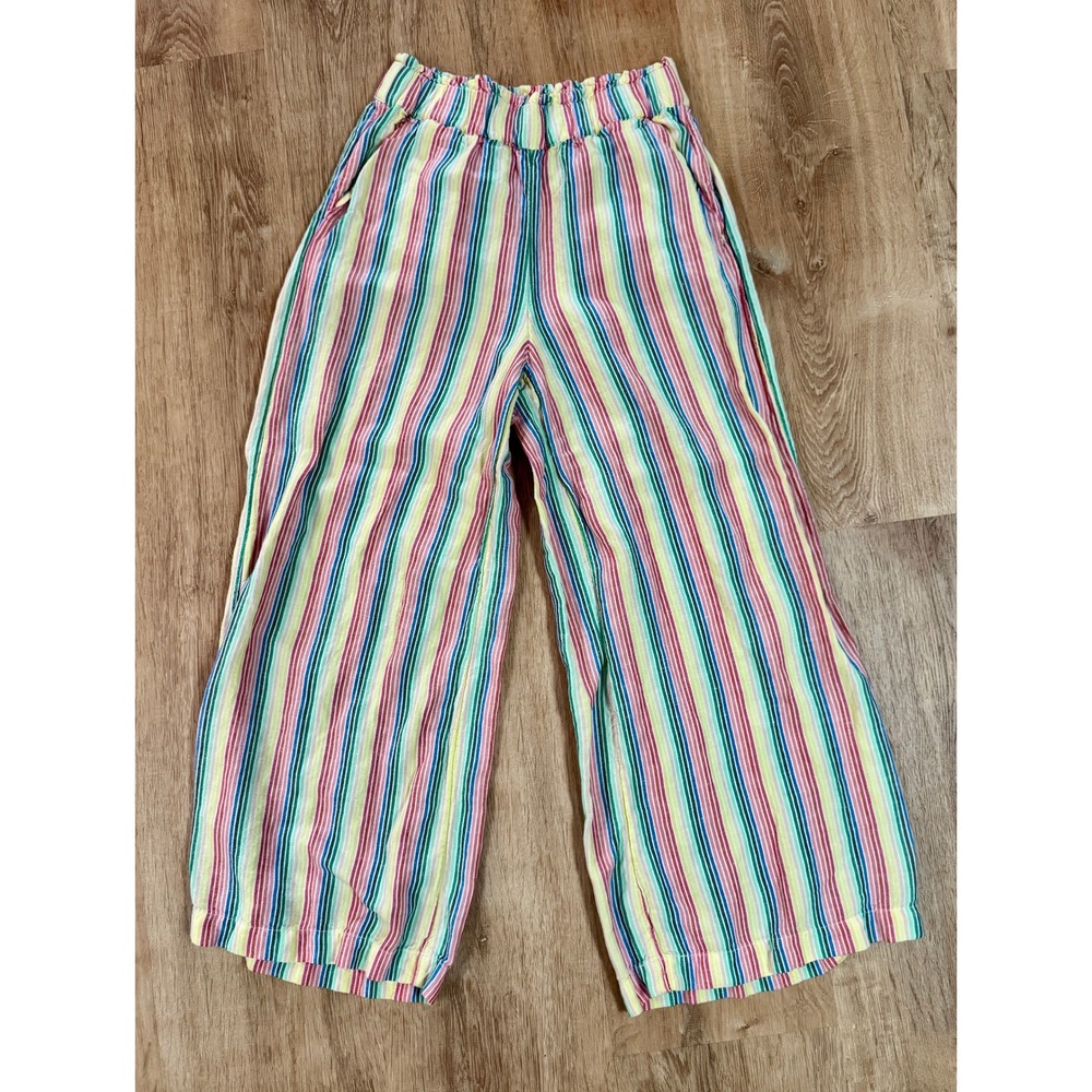 LOFT Striped Wide Leg Crop Pants High Waist Colorful Size XS